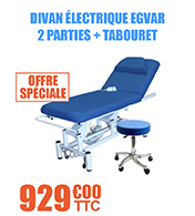 Offre Speciale - Divan lectrique Egvar 2 parties  hauteur variable - Bleu + Tabouret Egvar assorti