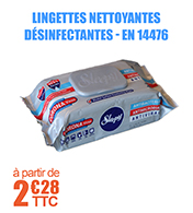 Lingettes nettoyantes dsinfectantes multisurface-EN 14476- bactricide, virucide, levuricide