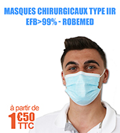 Masques chirurgicaux Type IIR Efb>99++ - Bote de 50 - Robemed