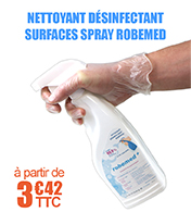 Nettoyant dsinfectant toutes surfaces et milieu mdical - EN 14476 - Spray Robemed- 750ml