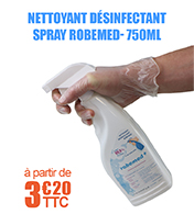 Nettoyant dsinfectant toutes surfaces et milieu mdical - EN 14476 - Spray Robemed- 750ml materiel medical