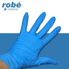 Gants d'examen nitrile non poudrs - Bote de 100 - Bleu - 3g - Aql 1,5 - Boite de 100 - Robemed