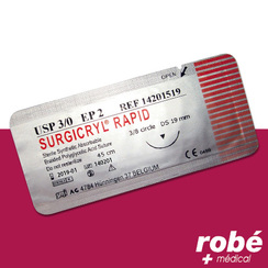 Suture rsorbable rapide polyclycolique tresse beige Surgicryl - Boite de 12