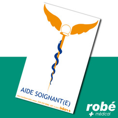 SC ® - Sticker/Autocollant - Caducée Aide Soignante - Date Personnalisable  - Type de pose Vitrophanie* (se colle sur le pare-brise à l'intérieur du