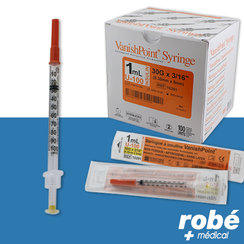 Seringue  insuline U-100 scurise 1ml avec aiguille 30G VanishPoint - Bote de 100