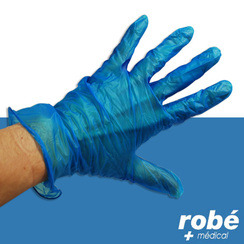 Gants d'examen vinyle bleu poudrs - Bote de 100 - 4,5g - Aql 1,5 - Romed