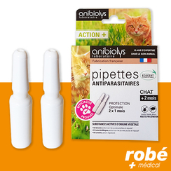 Pipettes antiparasitaires pour chats Anibiolys, substances actives d'origine vgtale - 2 x 0,6 ml