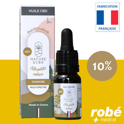 Huile de chanvre au Cbd 10++ - Flacon pipette de 10ml - Nature & Cbd