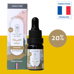 Huile de chanvre au Cbd 20++ - Flacon pipette de 10ml - Nature & Cbd