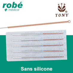 Aiguilles d'acupuncture Tony sans guide, avec manche en cuivre et non silicones