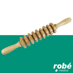 Rouleau de massage en bois - 9 roues