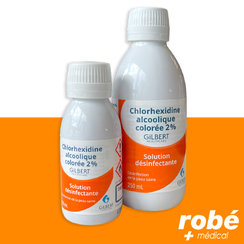 Chlorhexidine alcoolique colore 2% - Gilbert Healthcare - Solution dsinfectante - 100 ou 250 ml