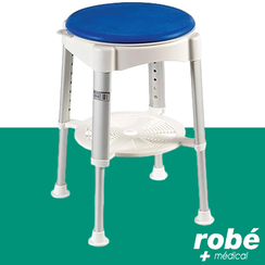 Tabouret de douche avec sige pivotant rembourr - Confort et praticit - Rotation  360