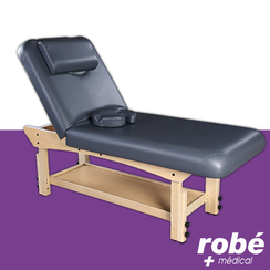 Table de massage en bois massif - En 2 parties - Hauteur rglable - Dossier inclinable - Gris