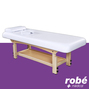 Table de massage en bois massif avec plan de rangement inferieur et hauteur reglable - Blanc