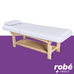 Table de massage en bois massif - En 2 parties - Hauteur rglable - Dossier inclinable - Blanc